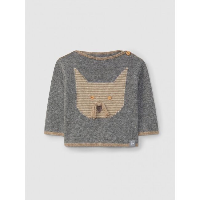 5W006  KNITTED"CATS" SWEATER 89 Grey