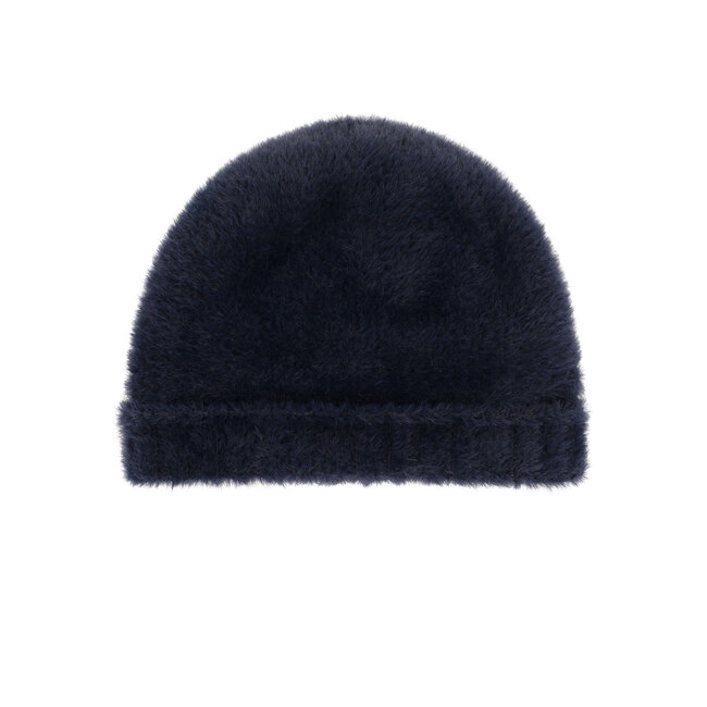 Little hairy knit hat 190 navy