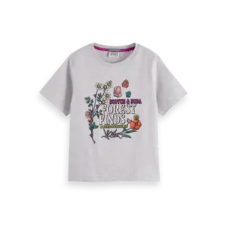 SCOTCH & SODA AMSTERDAM Relaxed-fit melange t-shirt with front artwork 030 Medium Grey Grey Melange