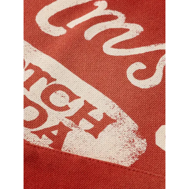 Loose-fit snow-washed hoodie with front artwork 610 Medium Red Ketchup