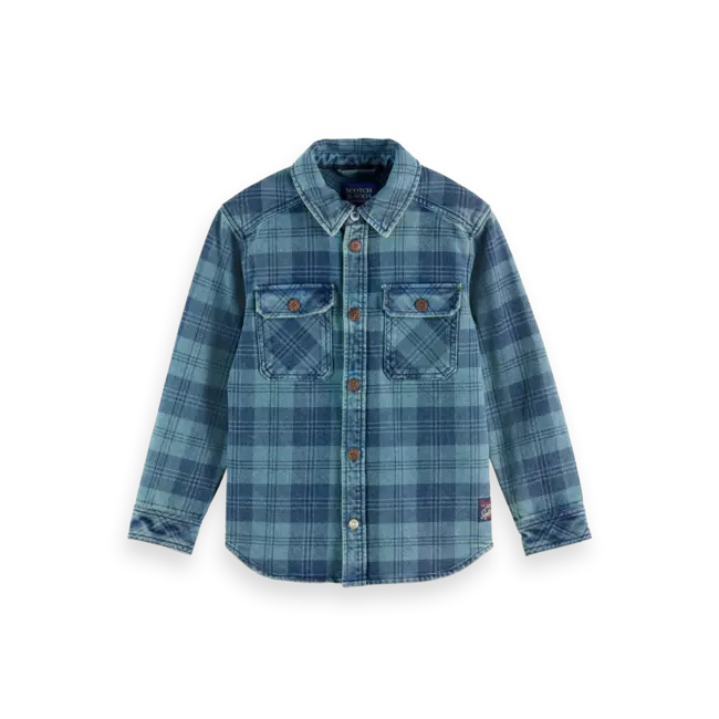 Denim washed checked overshirt 410 Navy Indigo Check