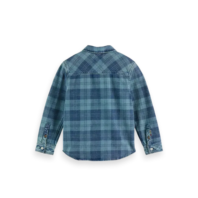 Denim washed checked overshirt 410 Navy Indigo Check