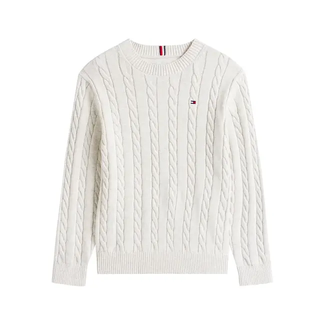 COTTON CABLE SWEATER, P09 Grey Heather