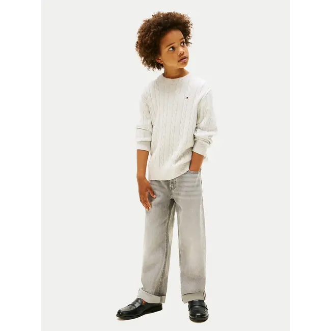 COTTON CABLE SWEATER, P09 Grey Heather