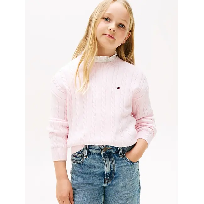 CABLE SWEATER, TOG Light Pink