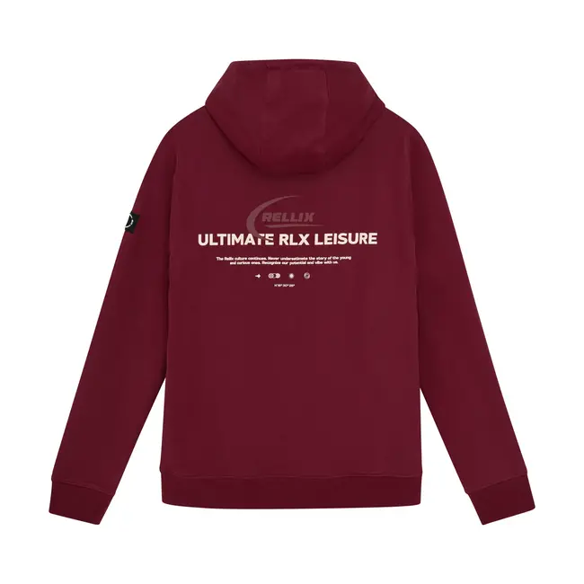 Hoodie Rellix Chestprint  Red 4926 Cordovan