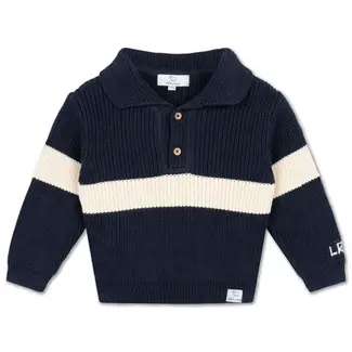 LRDM Leo Knit Polo Navy Stripe