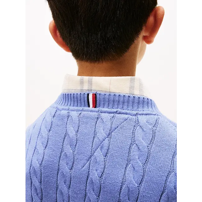 COTTON CABLE SWEATER, C6D Soft Sapphire