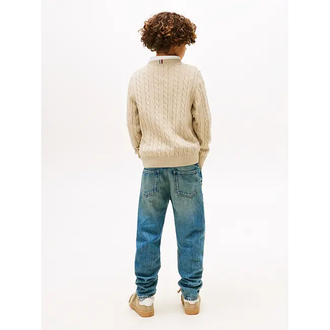 COTTON CABLE SWEATER, GUQ Malted Milk Heather