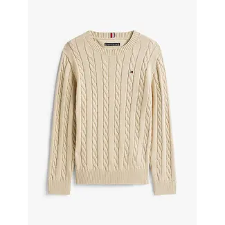 Tommy Hilfiger COTTON CABLE SWEATER, GUQ Malted Milk Heather