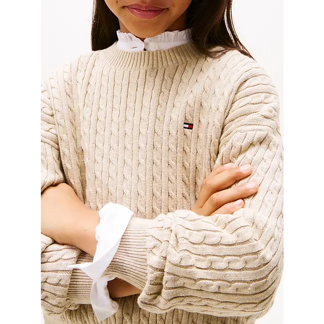 CABLE SWEATER, AFO Malted Milk Heather