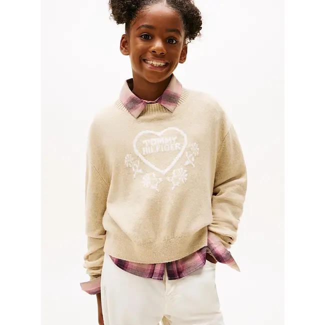 HEART JACQUARD SWEAT, AFO Malted Milk Heather