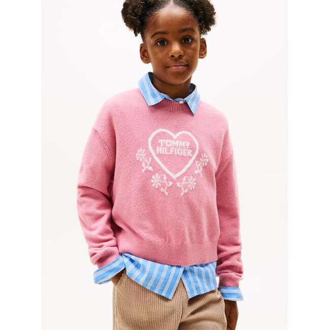 HEART JACQUARD SWEAT, THC Mystic Pink