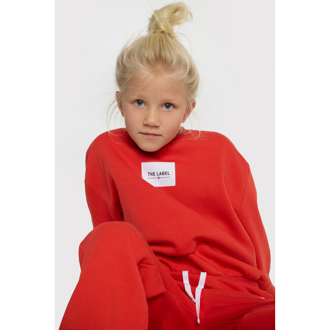 kids knitted label sweater - 504 BRIGHT RED -