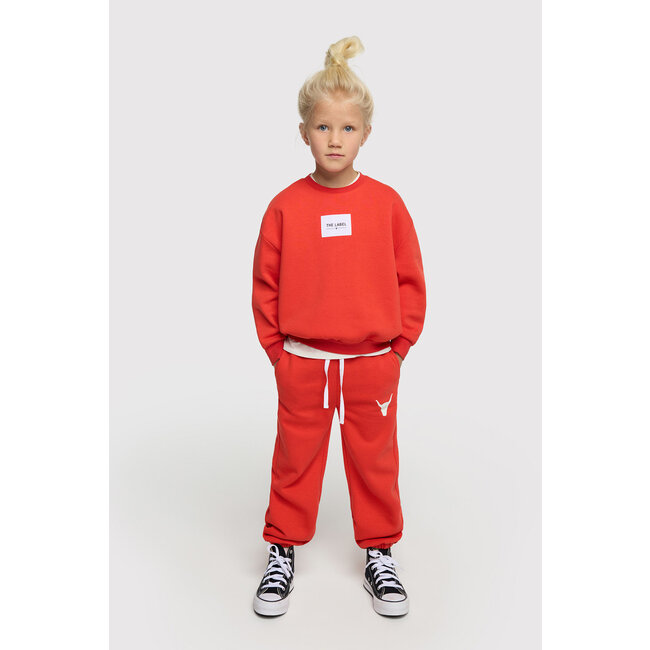 kids knitted label sweater - 504 BRIGHT RED -