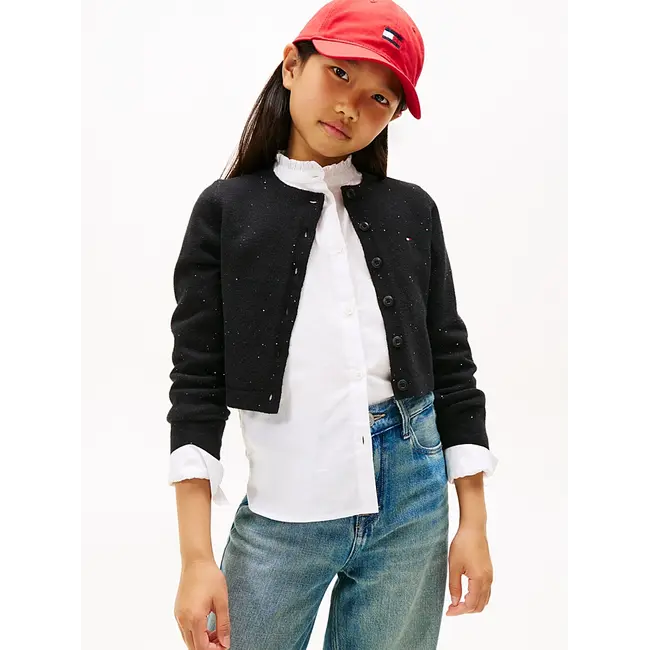 SEQUINS RIB CARDIGAN, BDS Black