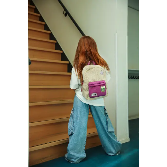 Teddy Midi Rugzak Ecru/Purple