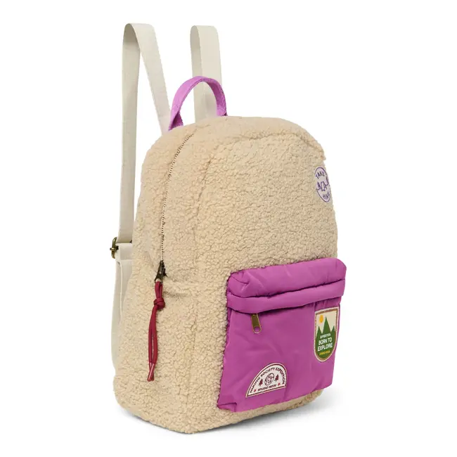 Teddy Midi Rugzak Ecru/Purple