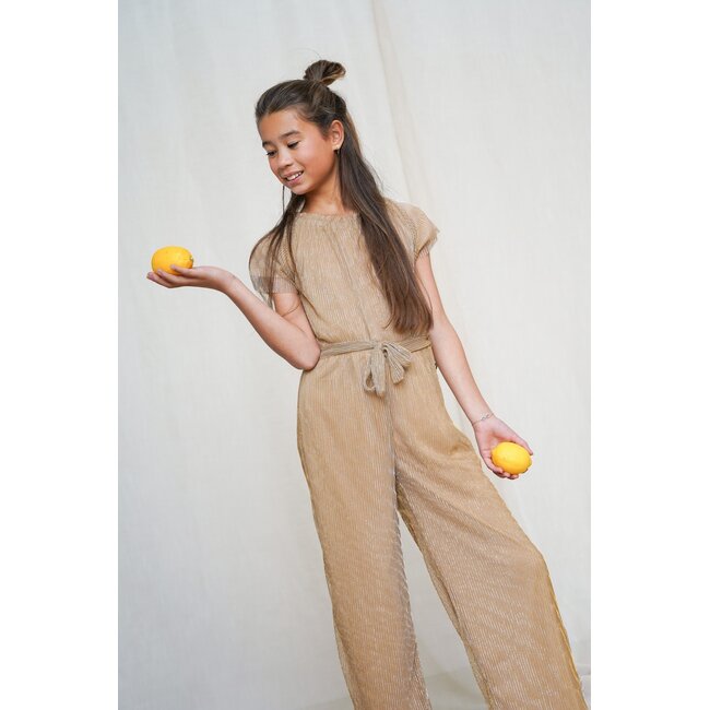 Bellu Flo girls plisse metallic jumpsuit without closure 556 Soft gold