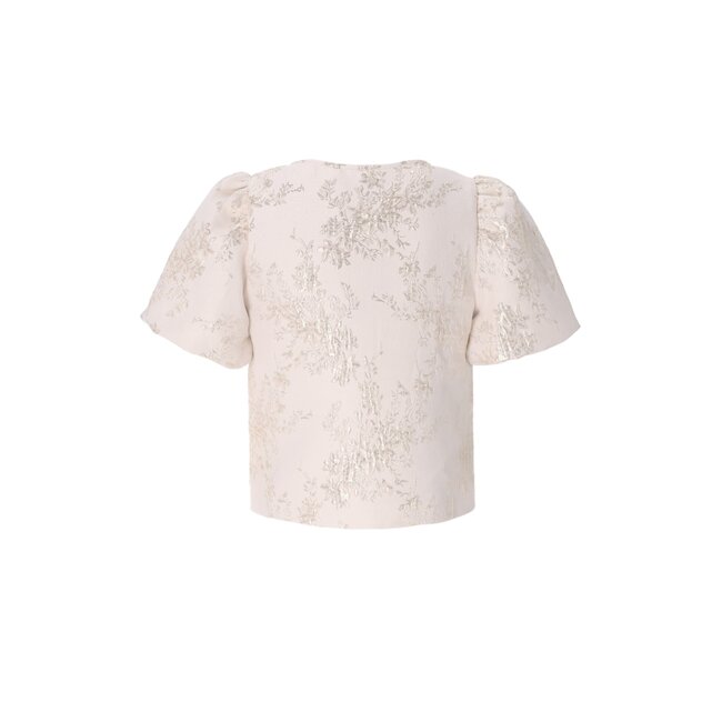 Cozie Flo girls jacquard blouse with puffy sleeve 556 Soft gold