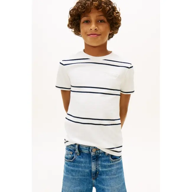 EMBOSSED GRAPHIC T-S, YBH Ancient White Stripes