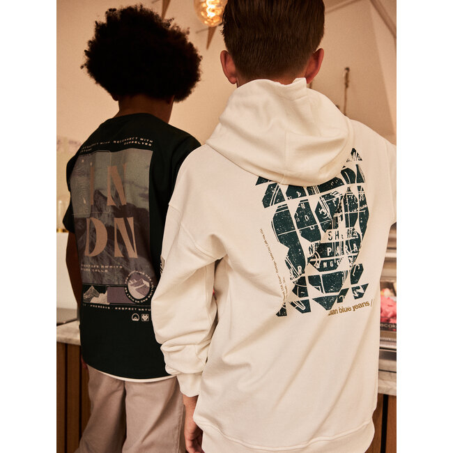 Loose Fit Hoodie Backprint  White 1103 Cloud