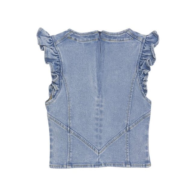 Ruffle Sleeve Shirt Denim 970259 Blue 7775 Light Denim Blue