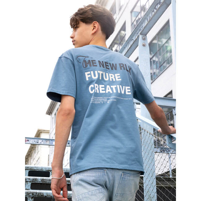 Oversized T-Shirt Backprint Blue 7104 Silk Blue