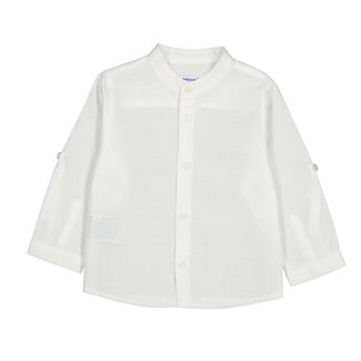 Mayoral L/s linen mao shirt           35 White