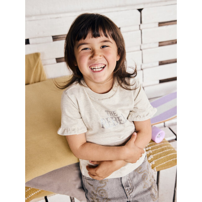 T-shirt Rebel Print Grey 1235 Creme Grey Melange