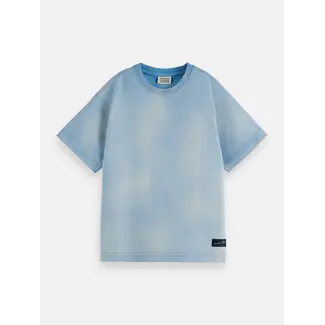 SCOTCH & SODA AMSTERDAM Back artwork relaxedfit washed Tshirt 420 MEDIUM BLUE Heritage Blue