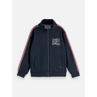 SCOTCH & SODA AMSTERDAM Interlock regularfit zipthrough track top 401 NAVY Sky Captain