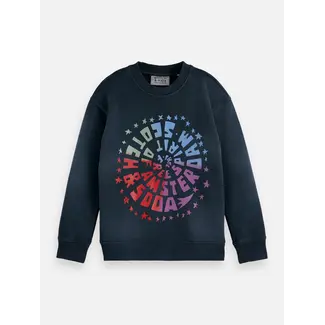 SCOTCH & SODA AMSTERDAM Front artwork relaxedfit washed sweatshirt 021 DARK GREY Carbon