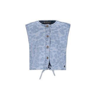 Like Flo Clara Flo girls chambrey knotted top with CF closure 186 Denim AOP