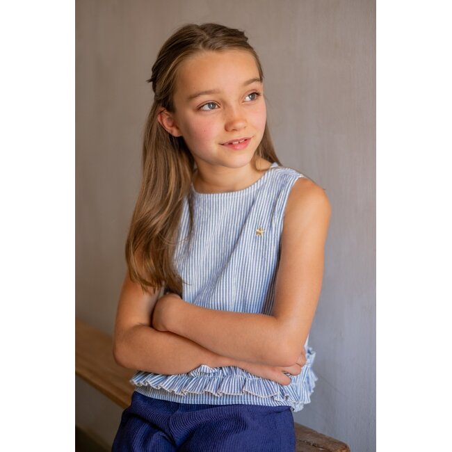 Chloe Flo girls top with ruffle at hem 135 Light Blue