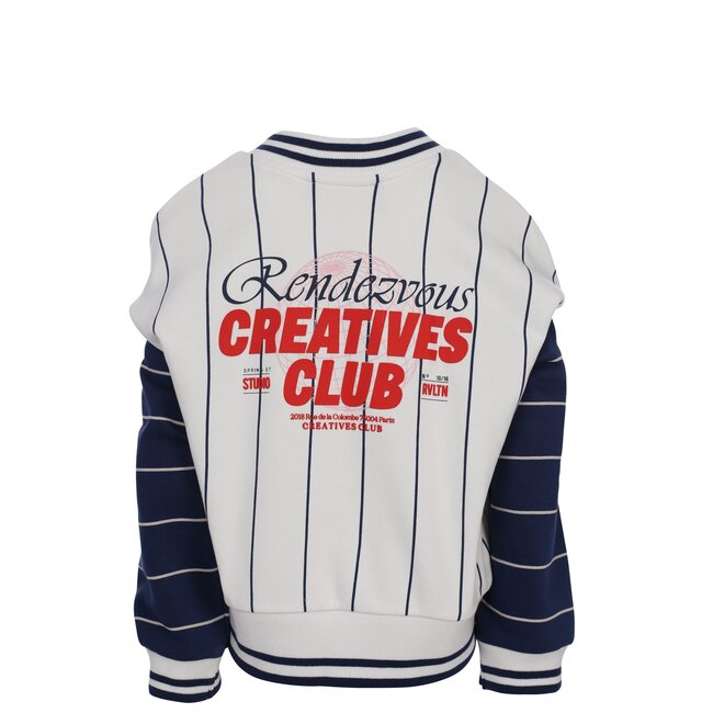 10sixteen Stripe V neck Sweater 184 INDIGO BLUE