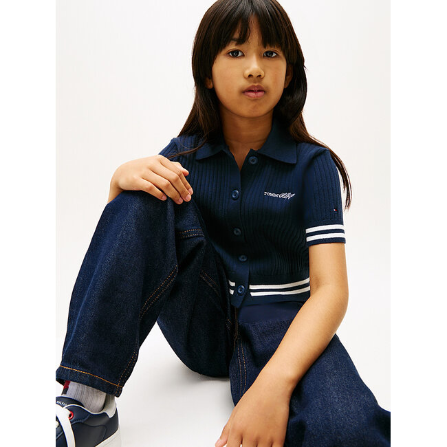 SWEATER RIB POLO SS, C1G C1G Dark Night Navy