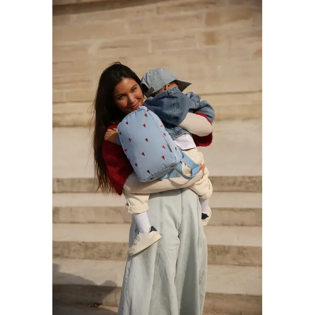 Puffy Mini Rugzak Light Blue Hearts