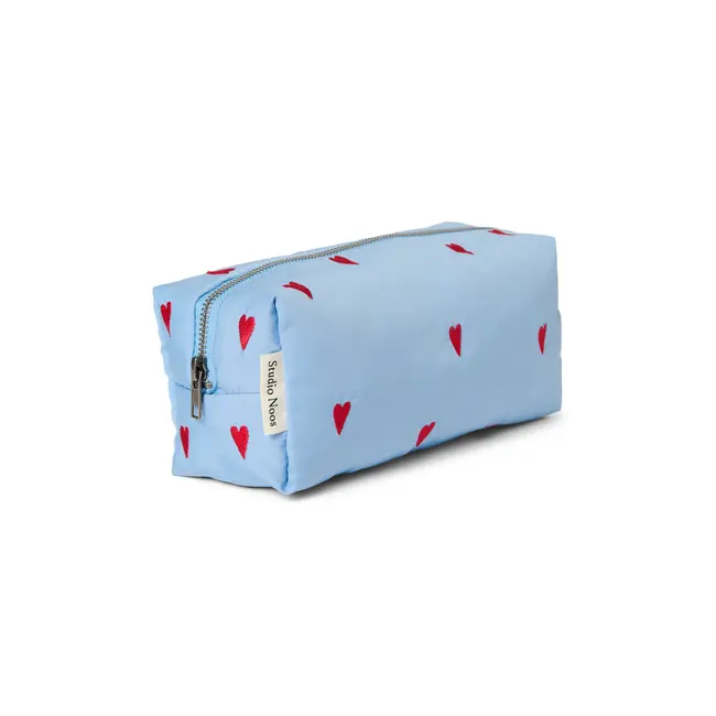 Puffy Pouch Light Blue Hearts