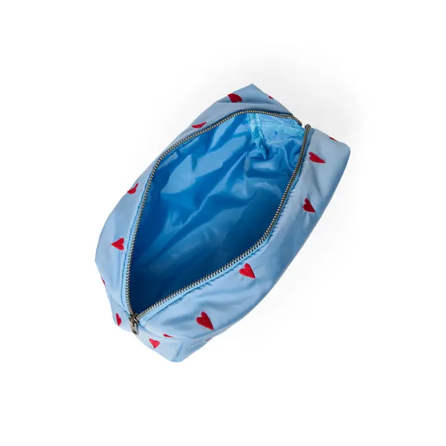 Puffy Pouch Light Blue Hearts