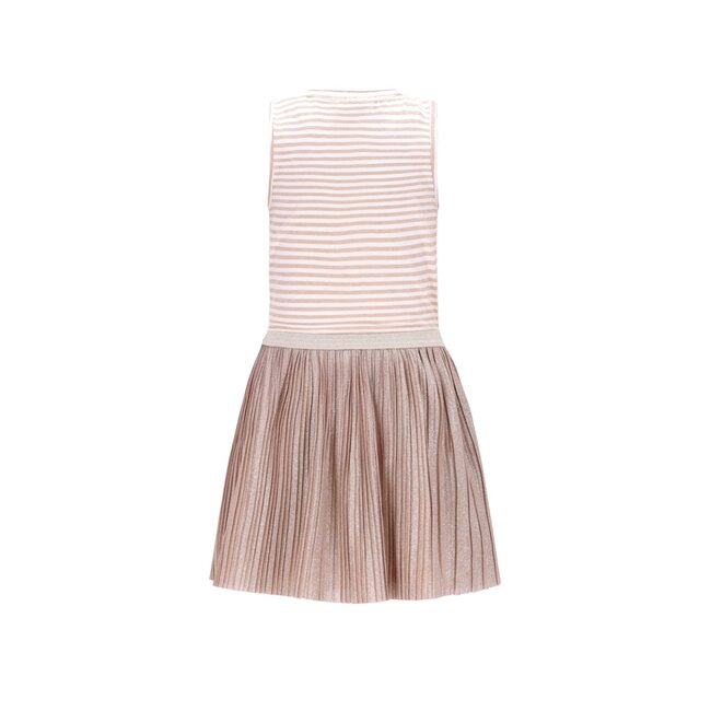 Minte Flo girls lurex stripe top with satin plisse skirt 815 Gold stripe