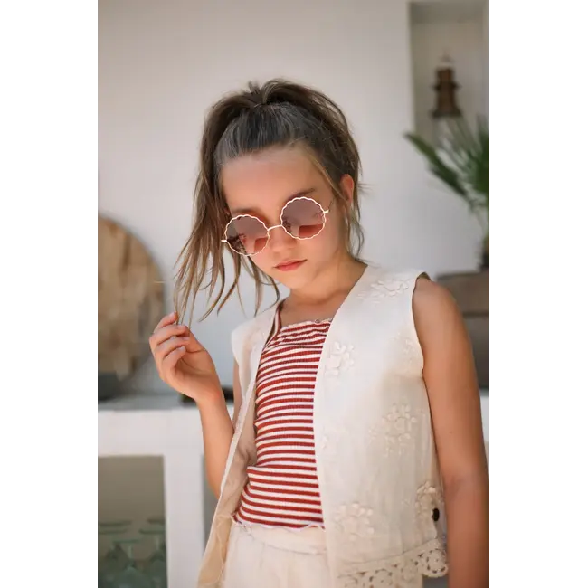 Evina Flo girls solid rib singlet 449 Desert stone