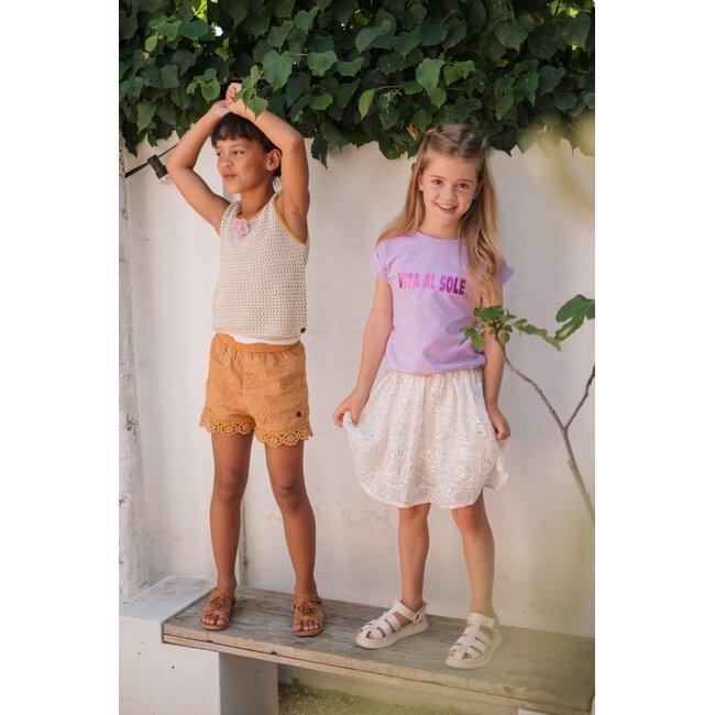 Djezz Flo girls sweat tee with elatic in hem 001 Off white