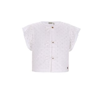 Like Flo Charlotte Flo girls broderie anglaise blouse with fake bow closure 001 Off white