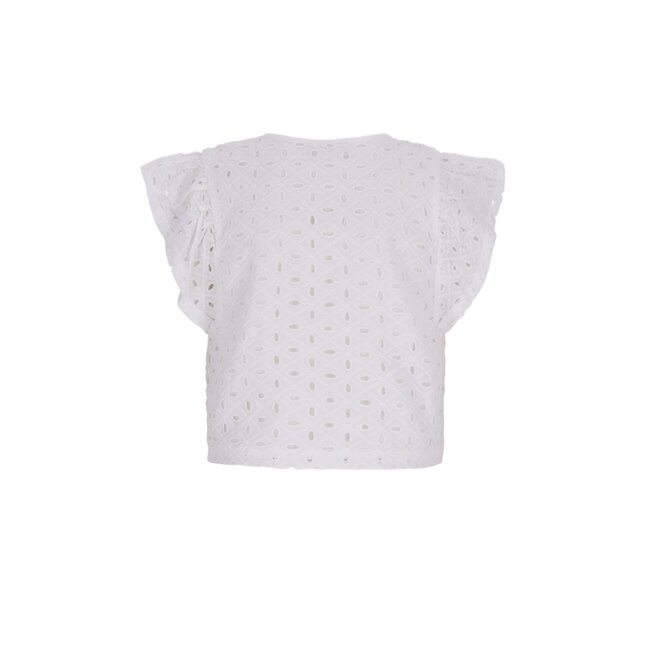 Charlotte Flo girls broderie anglaise blouse with fake bow closure 001 Off white