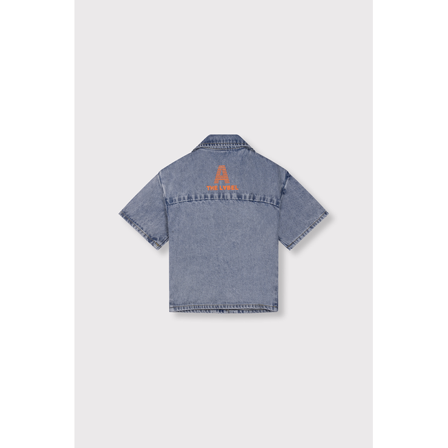 Kids Woven Short Sleeve Denim Blouse Light Blue Denim