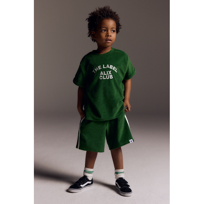 Kids Knitted Terry T- Shirt Green