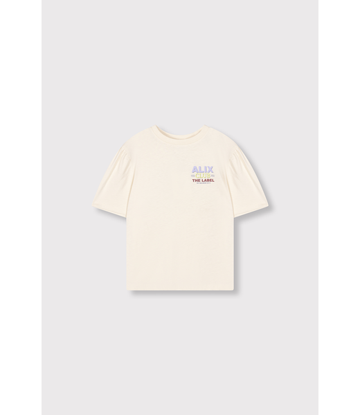 Alix the Label Kids Knitted Multi Color Artwork T-Shirt Light Ecru