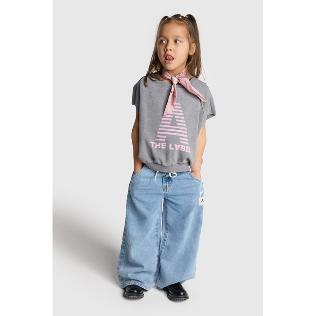 Kids Woven Wide Leg Flowy Denim Pants  Light blue Denim