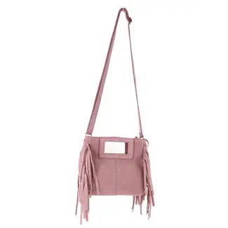 Lederen Schoudertas Suède Roze